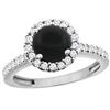 Image 1 : 1.02 CTW Onyx & Diamond Ring 10K White Gold - REF-53M5A