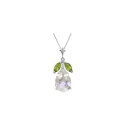 Genuine 6.5 ctw White Topaz & Peridot Necklace 14KT White Gold - REF-38R2P