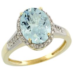 2.60 CTW Aquamarine & Diamond Ring 14K Yellow Gold - REF-55Y2V