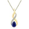 Image 1 : Pear Lab-Created Blue Sapphire Solitaire Diamond Pendant 1-4/5 Cttw 10kt Yellow Gold