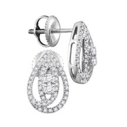 Diamond 2-stone Teardrop Stud Earrings 1/4 Cttw 10kt White Gold