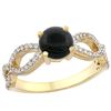 Image 1 : 0.89 CTW Onyx & Diamond Ring 10K Yellow Gold - REF-49R2H