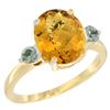 2.64 CTW Quartz & Green Sapphire Ring 10K Yellow Gold - REF-23M7K