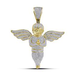 Mens Diamond Angel Charm Pendant 1-1/2 Cttw 10kt Yellow Gold