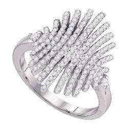 Round Pave-set Diamond Wide Luxury Cocktail Band Ring 1/2 Cttw 10k White Gold