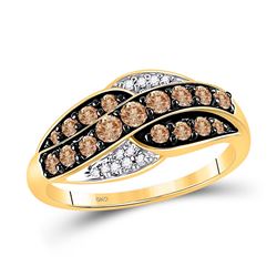 Round Brown Diamond Band Ring 1/2 Cttw 10kt Yellow Gold