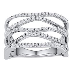 Diamond Crossover Band Ring 3/8 Cttw 10kt White Gold