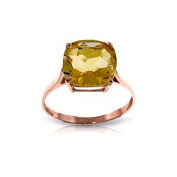 Genuine 3.6 ctw Citrine Ring 14KT Rose Gold - REF-34Z7N