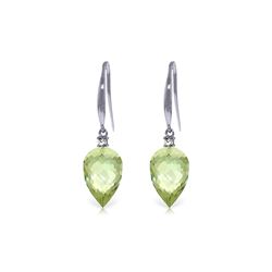 Genuine 19.1 ctw Green Amethyst & Diamond Earrings 14KT White Gold - REF-41N3R