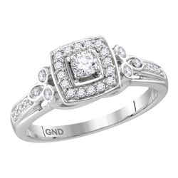 Diamond Round Halo Bridal Wedding Engagement Ring 1/3 Cttw 10kt White Gold