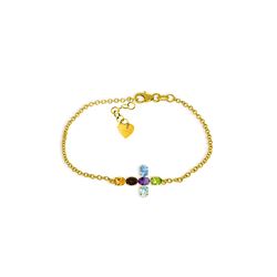 Genuine 1.68 ctw Multi-gemstones Bracelet 14KT Yellow Gold - REF-59T8A