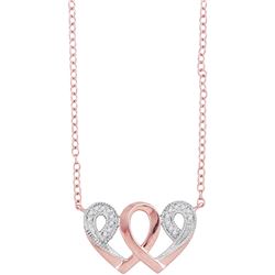 Diamond Interwoven Heart Infinity Love Pendant Necklace 1/20 Cttw 10k Rose Gold