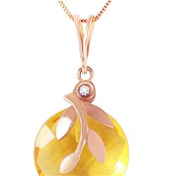 Genuine 5.32 ctw Citrine & Diamond Necklace 14KT Rose Gold - REF-31N2R