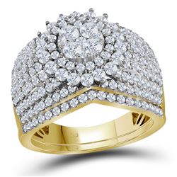 Diamond Cluster Bridal Wedding Engagement Ring Band Set 2.00 Cttw 14kt Yellow Gold