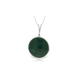 Genuine 23 ctw Green Sapphire Corundum Necklace 14KT White Gold - REF-48K3V