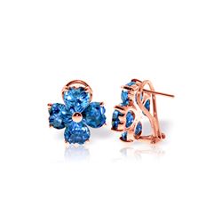 Genuine 7.6 ctw Blue Topaz Earrings 14KT Rose Gold - REF-80R6P