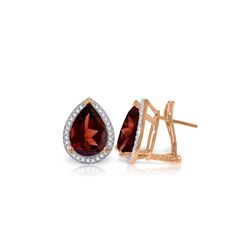 Genuine 8.12 ctw Garnet & Diamond Earrings 14KT Rose Gold - REF-120A8K