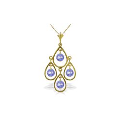 Genuine 1.20 ctw Tanzanite Necklace 14KT Yellow Gold - REF-40M7T