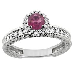 0.95 CTW Rhodolite & Diamond Ring 14K White Gold - REF-66X2M