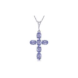 Genuine 1.50 ctw Tanzanite Necklace 14KT White Gold - REF-44H7X