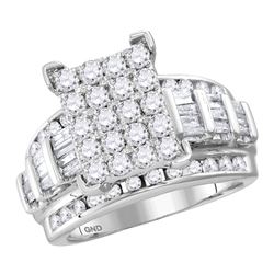 Diamond Cindys Dream Cluster Bridal Wedding Engagement Ring 4.00 Cttw 14kt White Gold