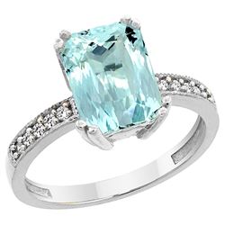 3.70 CTW Aquamarine & Diamond Ring 14K White Gold - REF-59X2M