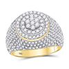 Image 1 : Mens Diamond Flower Cluster Ring 2.00 Cttw 10kt Yellow Gold