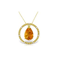 Genuine 6.6 ctw Citrine & Diamond Necklace 14KT Yellow Gold - REF-52W9Y