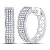 Image 1 : Diamond Triple Row Pave Hoop Earrings 1/3 Cttw 10kt White Gold