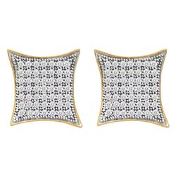 Diamond Square Kite Cluster Screwback Earrings 3/8 Cttw 10kt Yellow Gold