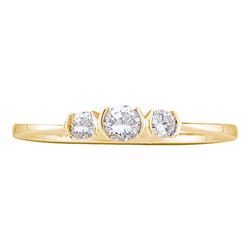 Diamond 3-stone Bridal Wedding Engagement Ring 1/4 Cttw 14kt Yellow Gold