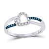 Image 1 : Round Blue Color Enhanced Diamond Captured Heart Ring 1/10 Cttw 10kt White Gold