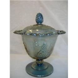 Carnival Glass Covered Candy Dish
