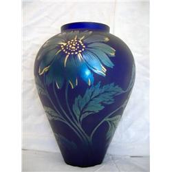 Fenton Floral Pattern Vase Cobalt Blue