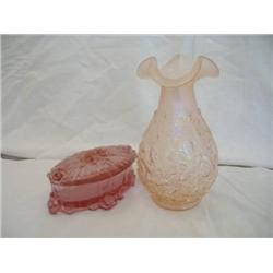 Fenton Covered Disk & Fluted Vase