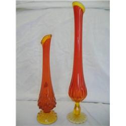 Fenton 2 Red Bud Vases