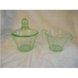 Green Depression Creamer & Sugar