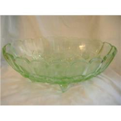 Green Depression Footed Fruit Bowl