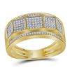 Image 1 : Mens Round Pave-set Diamond Faceted Cluster Band Ring 1/3 Cttw 10kt Yellow Gold