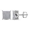 Image 1 : Diamond Square Cluster Screwback Earrings 1/2 Cttw 10kt White Gold