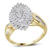 Image 1 : Diamond Oval Twist Cluster Ring 3/4 Cttw 10kt Yellow Gold