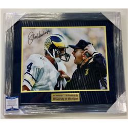 FRAMED PHOTOGRAPH OF JIM HARBAUGH AND BO SCHEMBECHLER SIGNED BY HARBAUGH