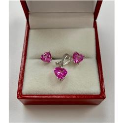 Ladies Kunzite Heart Pendant and Earrings Set