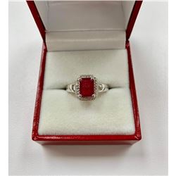 Ladies Size 7 Garnet and Sterling Silver Ring