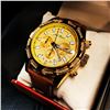 Image 1 : Mens L.A Banus Formal Gold Dial Chronograph Genuine Leather Band Watch