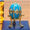 Image 1 : 3.15â€ Crystal Rhombus on Blue Enamel Royal Inspired Russian Egg