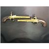 Image 1 : C. 1770 London Pair of Brass Framed Flintlock Boxlock Dueling Pistols with Cannon Style Barrels