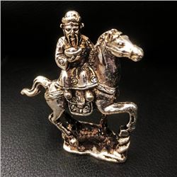 Chinese Tibetan Silver Horseman Figure