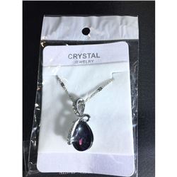 Austrian Crystal with Swarovski Elements - Tear drop shaped gem w/ribbon of clear gems above-Purple