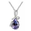 Image 2 : Austrian Crystal with Swarovski Elements - Tear drop shaped gem w/ribbon of clear gems above-Purple